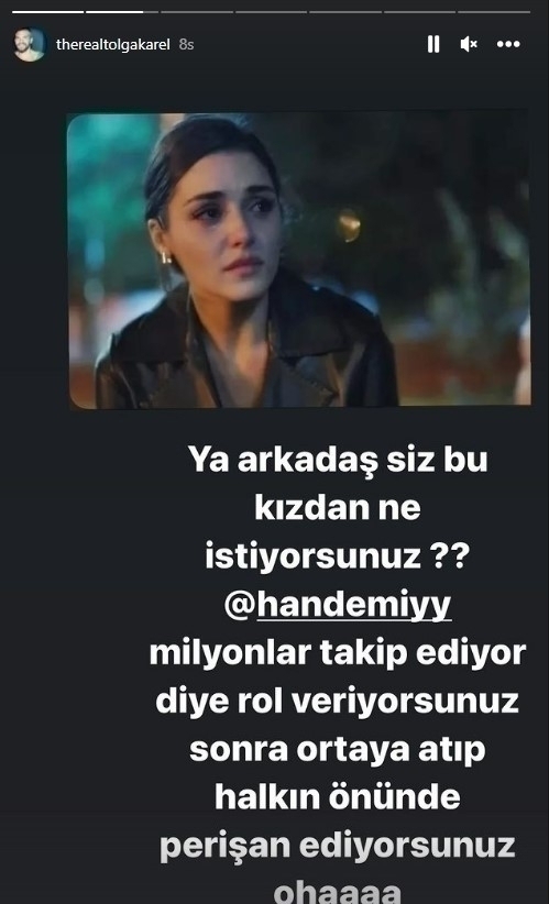 Bambaşka Biri Dizisinde Tolga Karel'den Hande Erçel'e Destek