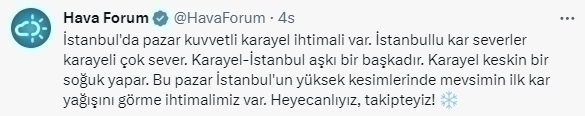 Pazar Günü İstanbul'da Kar Yağışı Bekleniyor: İşte Detaylar