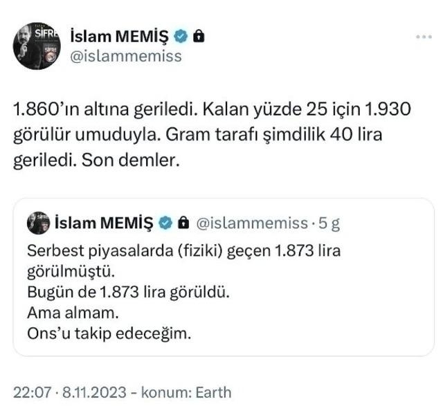 Gram Altın İçin Uzman İslam Memiş'ten Uyarı Ve Güncel Fiyatlar