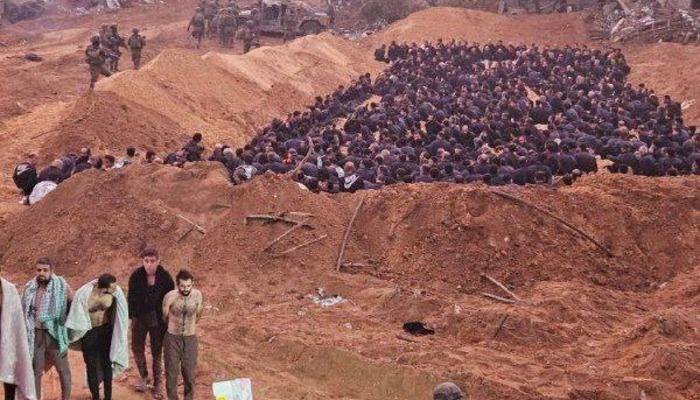 İsrail'den Dünyayı Ayağa Kaldıracak Fotoğraf! Yüzlerce Filistinli...