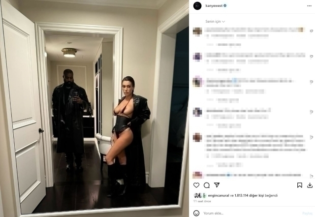 Kanye West Eşi Bianca Censori'nin Yarı Çıplak Pozlarını Paylaştı!