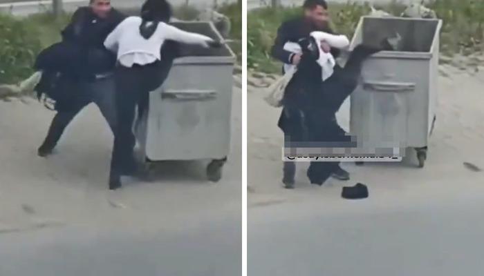 İstanbul Büyükçekmece'de Alkollü Kadın Çöp Konteynerine Girmeye Çalıştı!