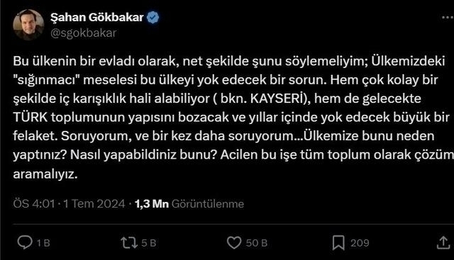 Şahan Gökbakar'dan Sığınmacılarla İlgili Çarpıcı Açıklamalar