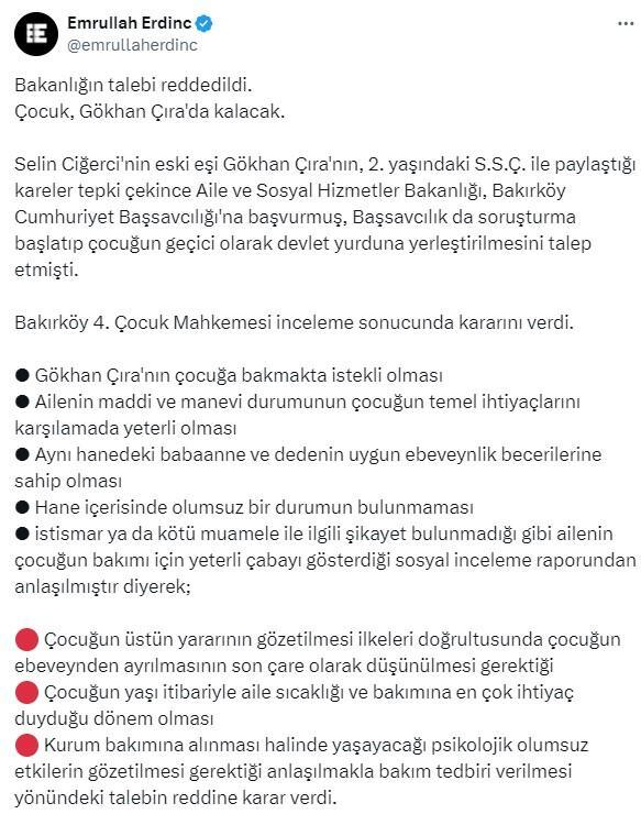 Gökhan Çıra’nın Kızı İçin Devlet Koruması Talebi Mahkemeden Döndü; Ayrılma Son Çare Olmalı