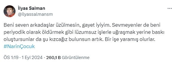 İlyas Salman, "Öldü" İddialarına Cevap Verdi ve Kaybolan Narin İçin Destek Çağrısı Yaptı