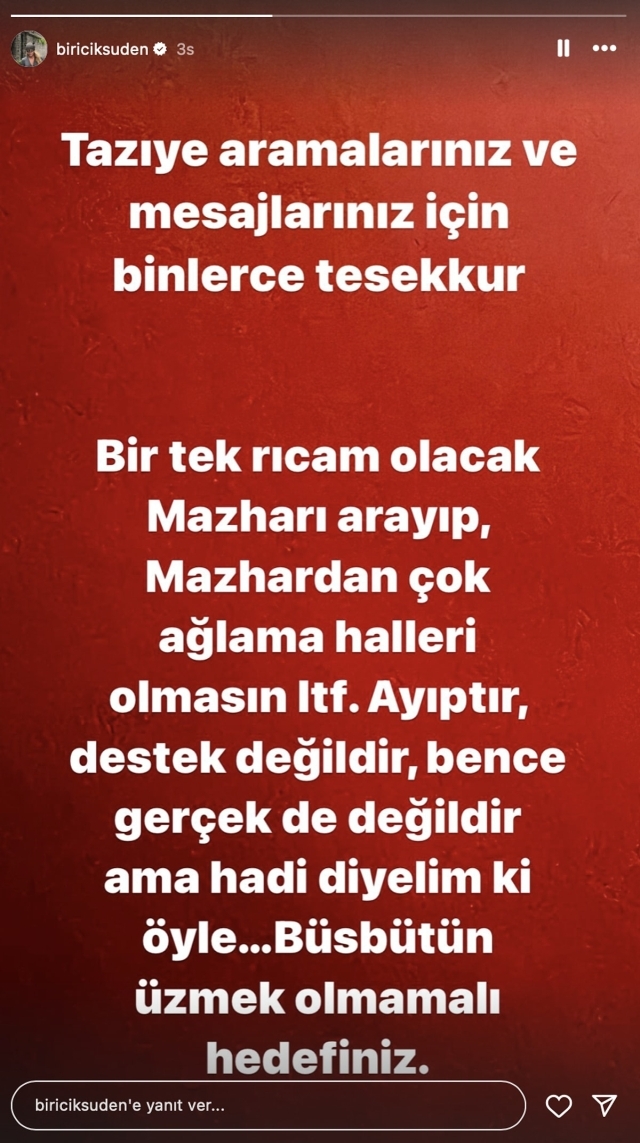 Mazhar Alanson'un Kızı Eda'nın Vefatı Üzerine Biricik Suden'den Taziye Telefonlarına Sert Tepki