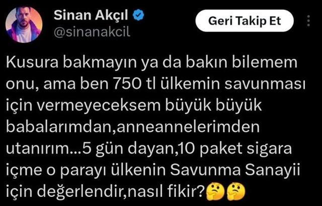 Sinan Akçıl’ın 750 lira çağrısı sosyal medyada büyük yankı uyandırdı! Savunma sanayisi için önerildi.