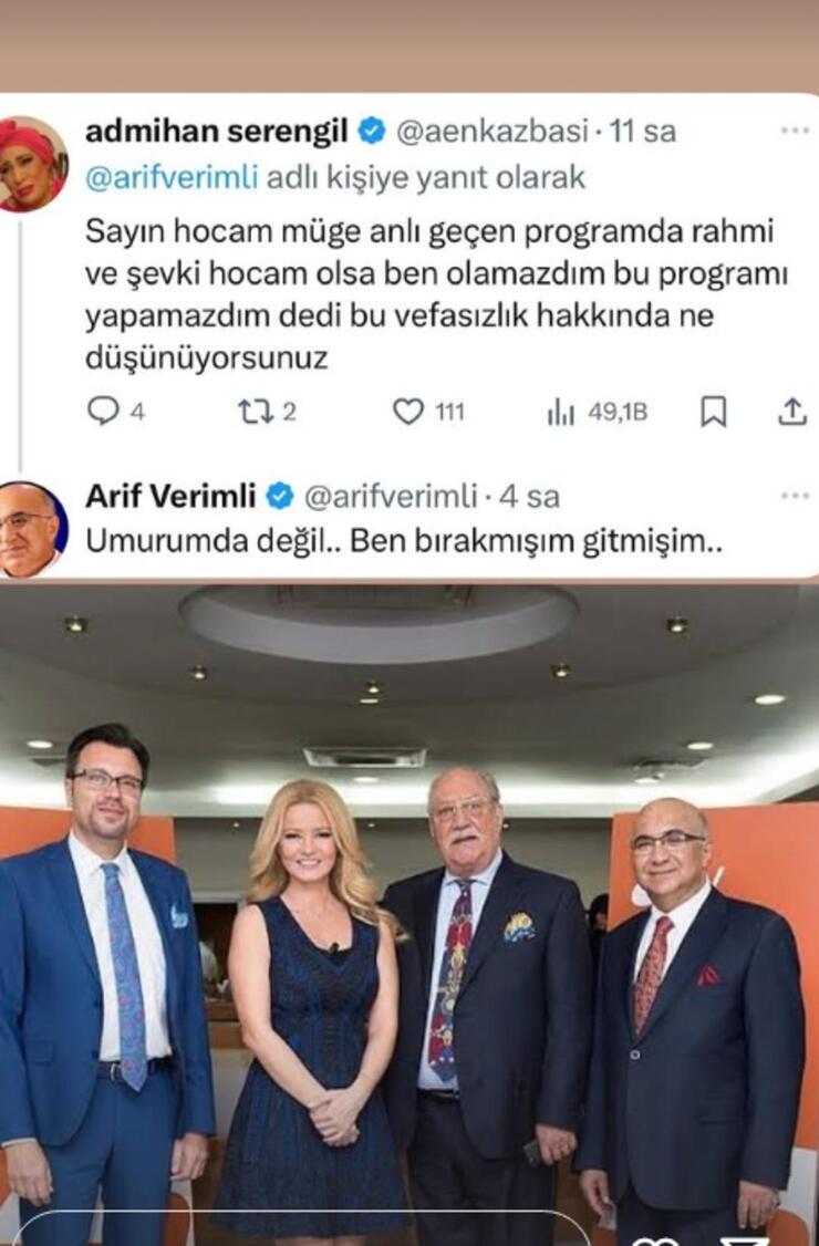 Arif Verimli, Müge Anlı'nın sözlerine yanıt vererek "Bu vefasızlık" dedi ve ayrılığını açıkladı