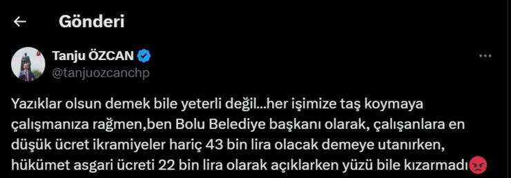 Tanju Özcan'dan 2025 asgari ücretine sert tepki: 43 bin lira hedefi vurgulandı