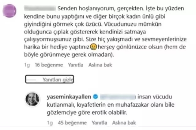 Yasemin Kay Allen: İnsan bedeni kutlanmalı, elbise eleştirilerine yanıt verdi