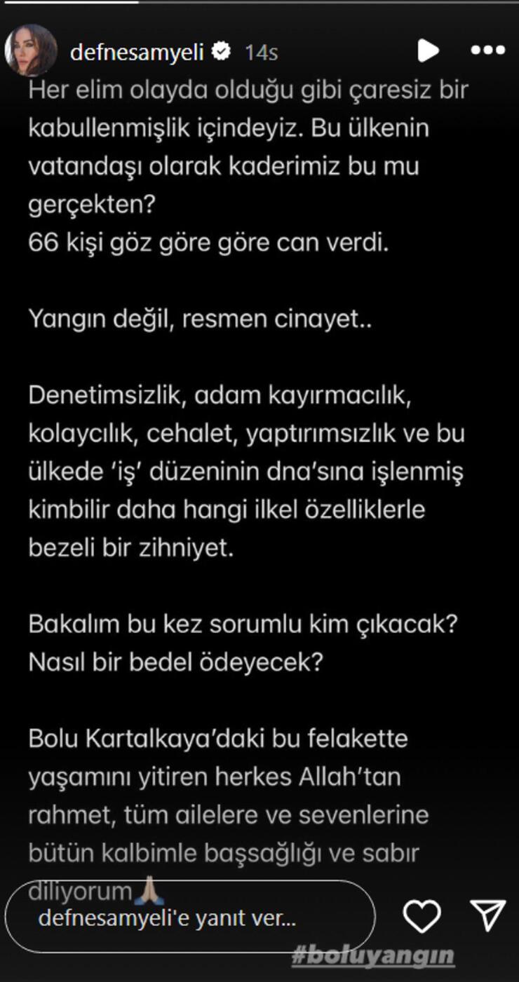 Defne Samyeli Kartalkaya'daki yangın faciasıyla ilgili çarpıcı açıklamalarda bulundu!