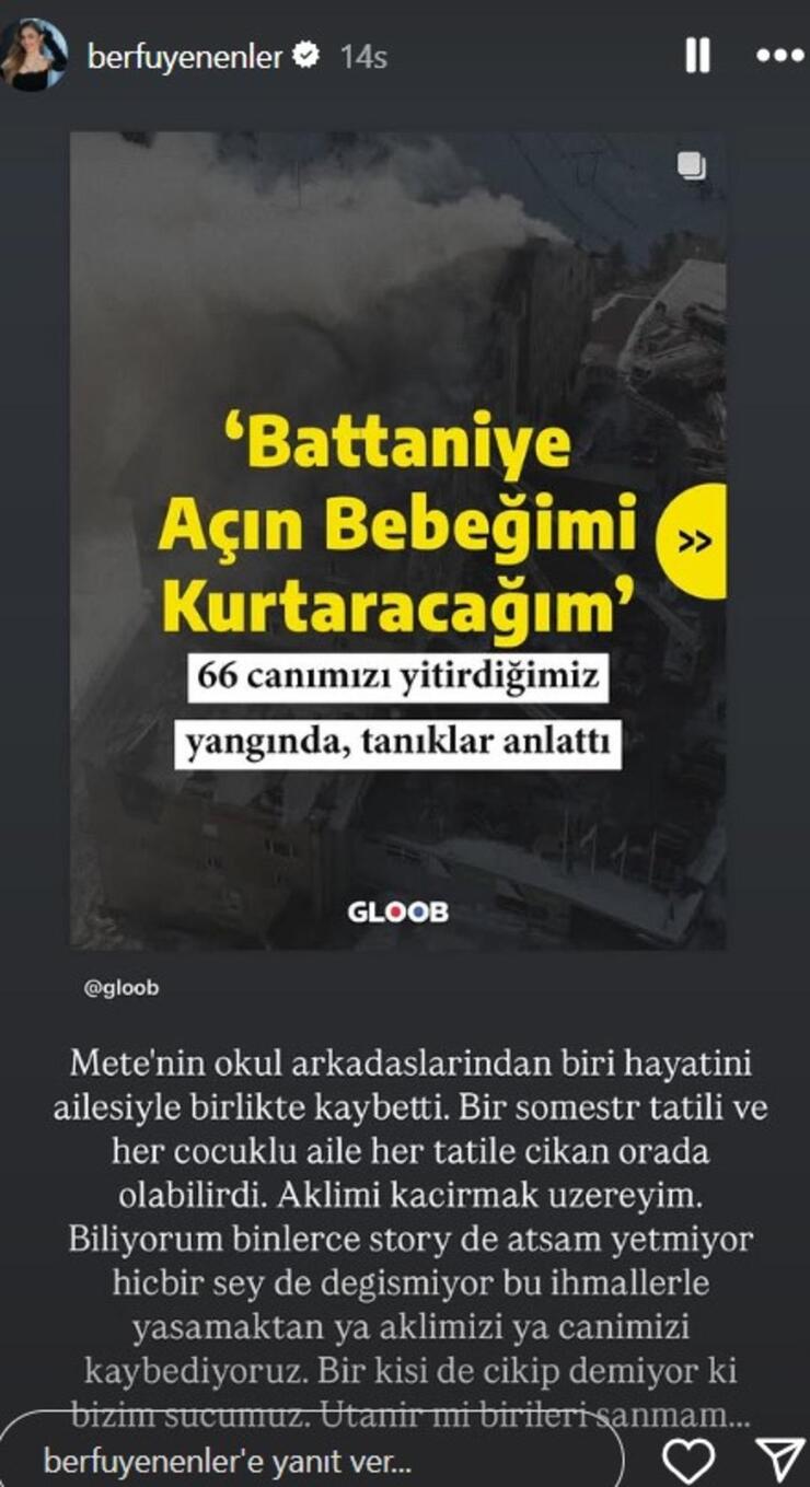 Berfu Yenenler, yangında hayatını kaybeden oğlunun okul arkadaşı için isyan etti!