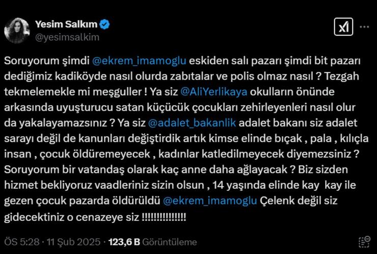 İtalyan Şefin Oğlu Kadıköy'de Bıçaklanarak Öldürüldü! Yeşim Salkım'dan İmamoğlu ve Yerlikaya'ya Sert Tepki